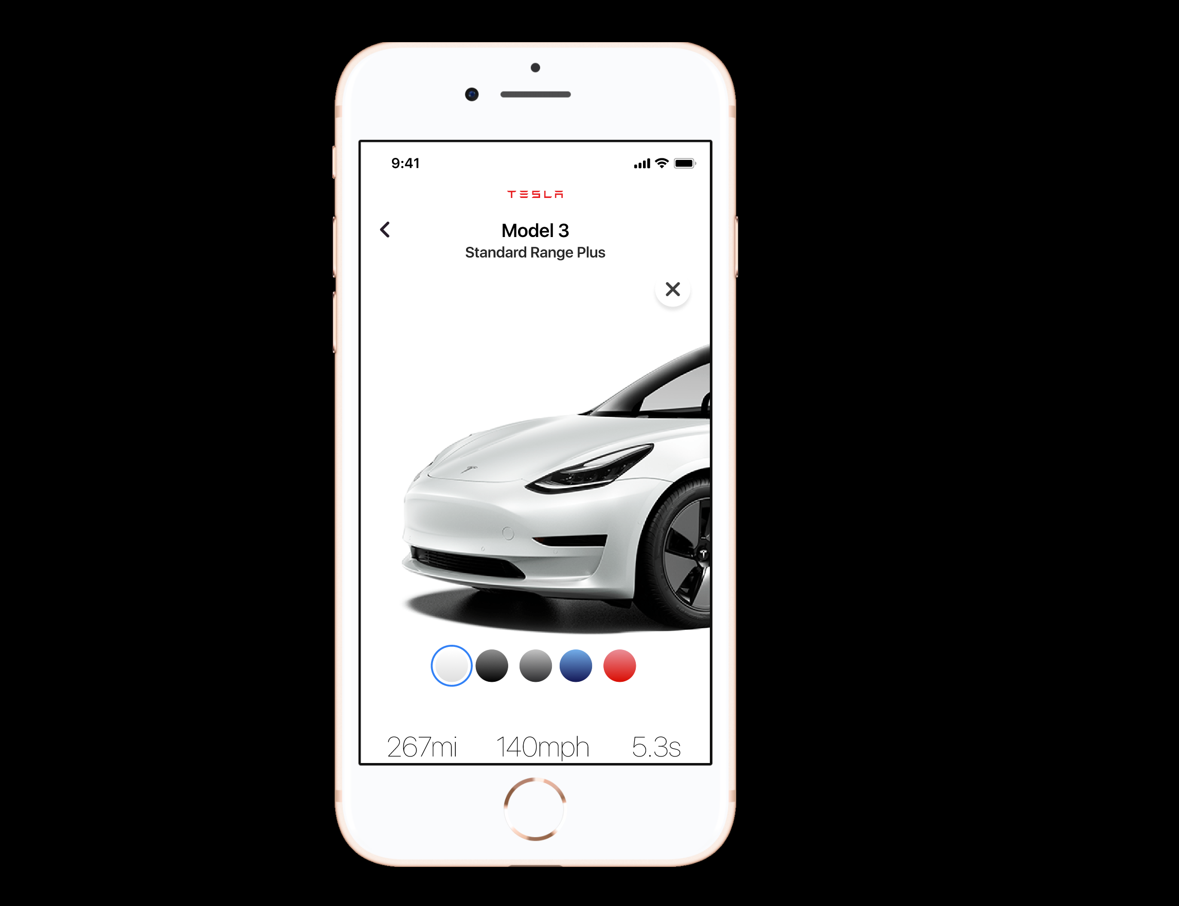 Tesla app design on Figma